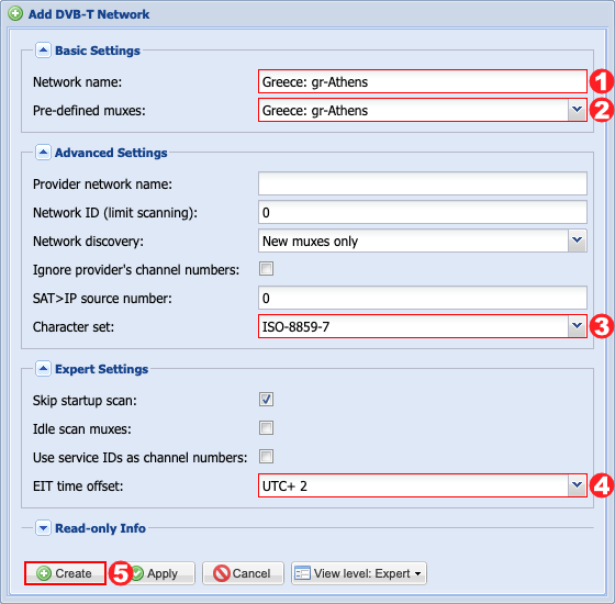 Παραμετροποίηση Tvheadend - Βήμα 04β