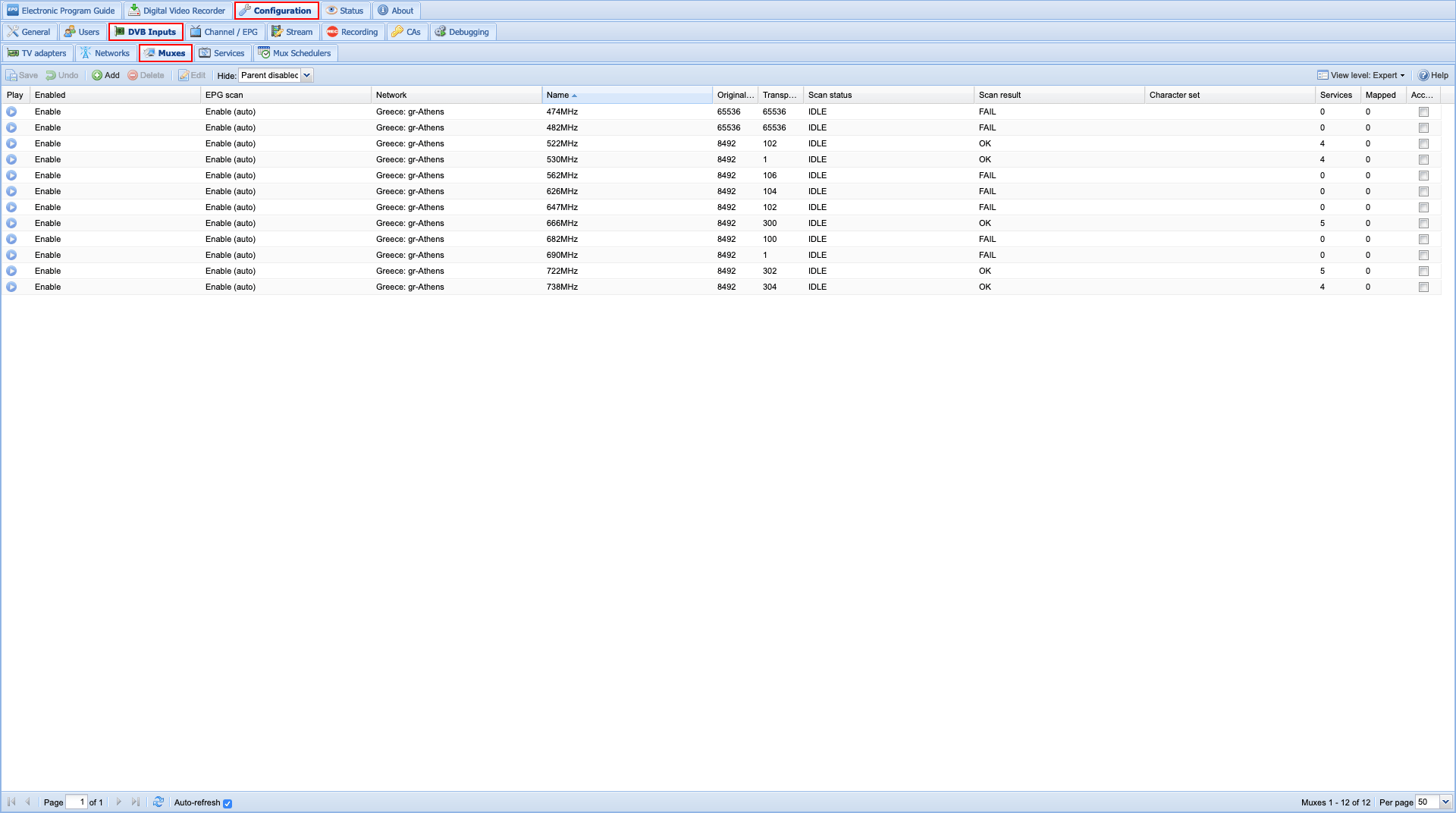 Παραμετροποίηση Tvheadend - Βήμα 07