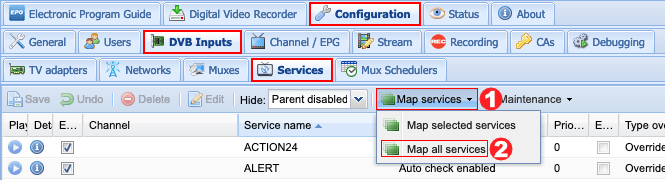Παραμετροποίηση Tvheadend - Βήμα 08α
